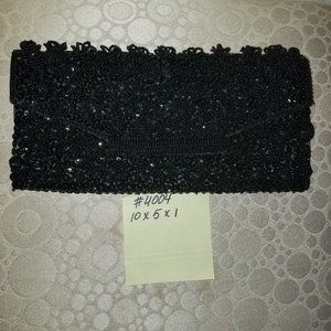 #4004 Preowned Black Hand Beaded Satin Lined